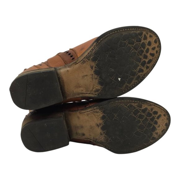 Very Volatile Brescia Western Boot Womens 7 Bootie Ankle Slip On Brown Leather - Picture 7 of 16